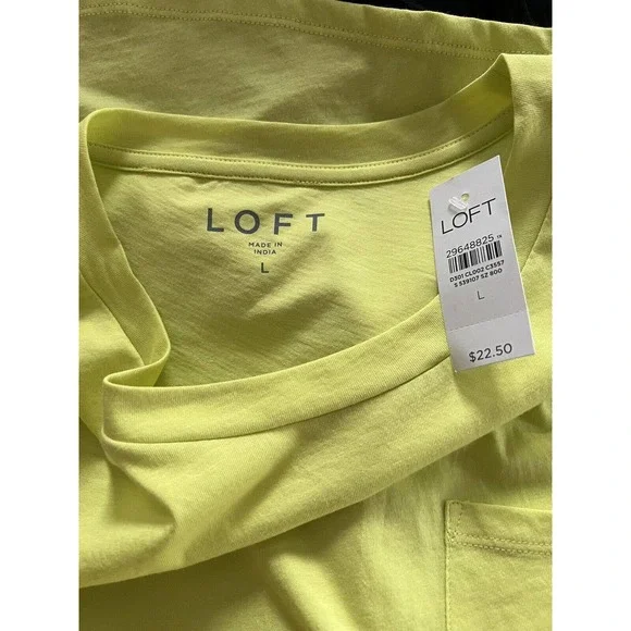 Ann Taylor Loft T-Shirt Womens Large Neon Green Sleeveless Pocket Cotton NEW - Picture 4 of 4